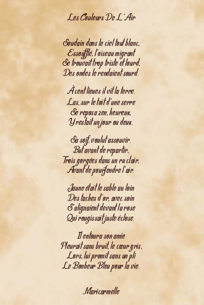 Le poème en image: Les Couleurs De L’air