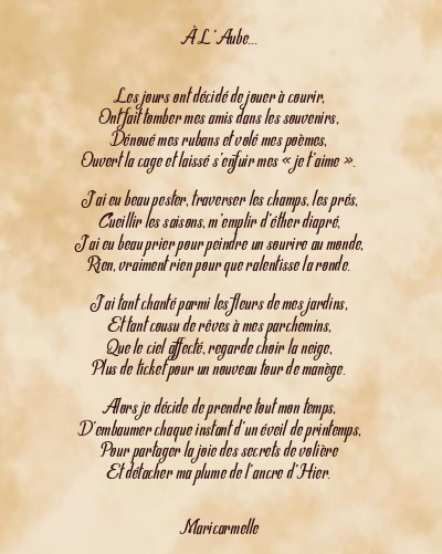 Le poème en image: À L’aube…