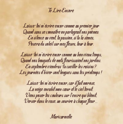 Le poème en image: Te Lire Encore