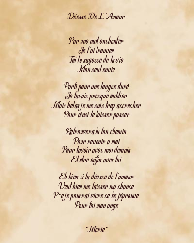 Le poème en image: Déesse De L’amour