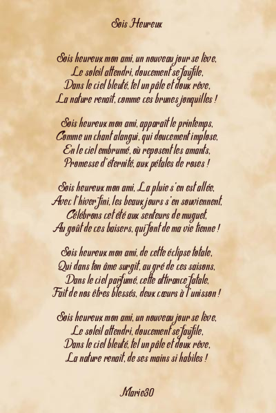 Le poème en image: Sois Heureux