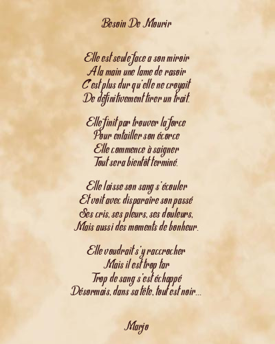 Le poème en image: Besoin De Mourir