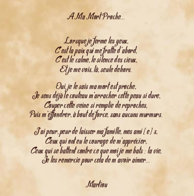 Le poème en image: A Ma Mort Proche…