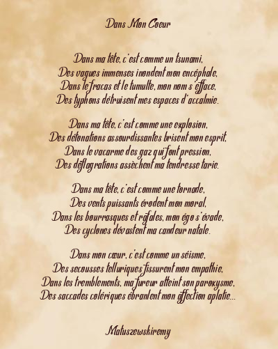 Le poème en image: Dans Mon Coeur