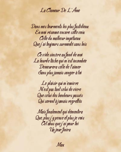 Le poème en image: La Clameur De L’âme
