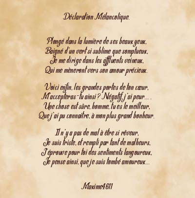 Le poème en image: Déclaration Mélancolique.
