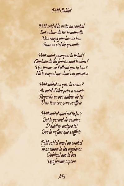 Le poème en image: Petit Soldat