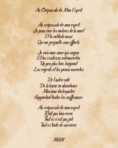 Le poème en image: Au Crépuscule De Mon Esprit