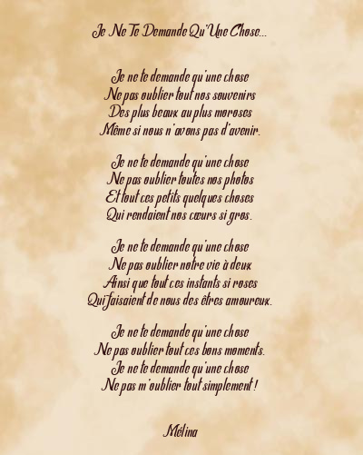 Le poème en image: Je Ne Te Demande Qu’une Chose…