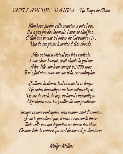 Le poème en image: Defi La Pluie - Daniel - Un Temps De Chien