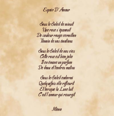 Le poème en image: Espoir D’amour