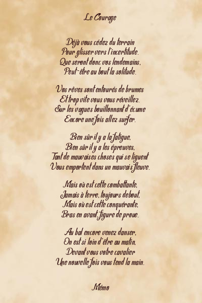 Le poème en image: Le Courage