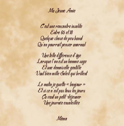 Le poème en image: Ma Jeune Amie