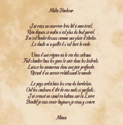 Le poème en image: Matin Bonheur