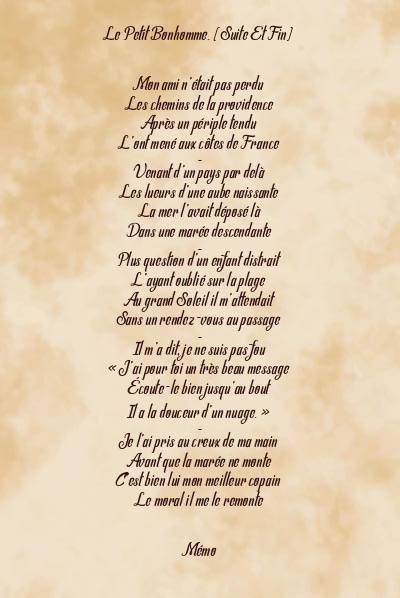 Le poème en image: Le Petit Bonhomme. (Suite Et Fin)