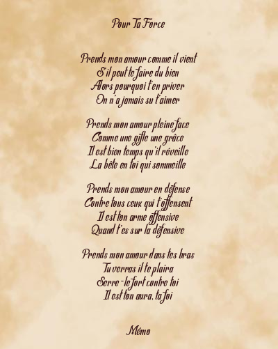 Le poème en image: Pour Ta Force