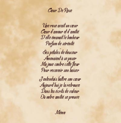 Le poème en image: Cœur De Rose