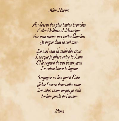 Le poème en image: Mon Navire