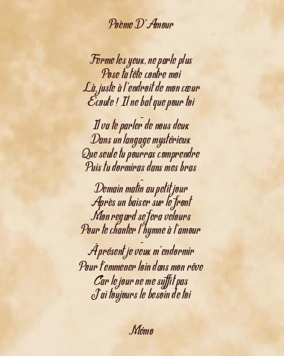 Le poème en image: Poème D’amour