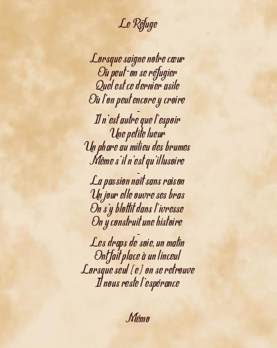 Le poème en image: Le Refuge