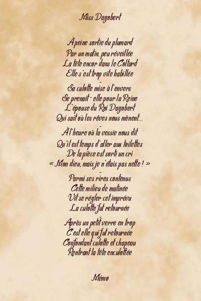 Le poème en image: Miss Dagobert