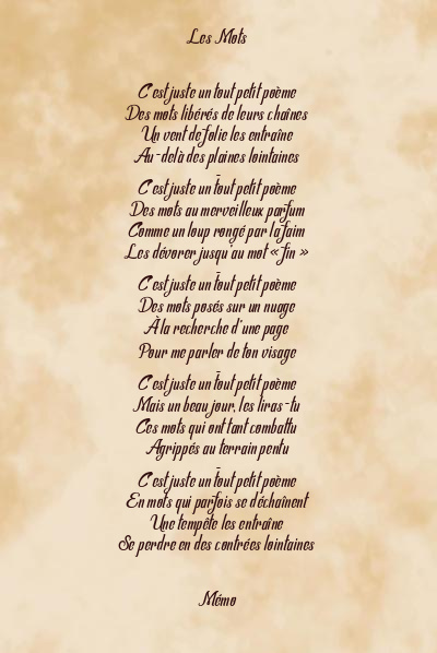Le poème en image: Les Mots