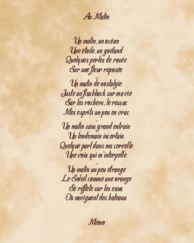 Le poème en image: Au Matin