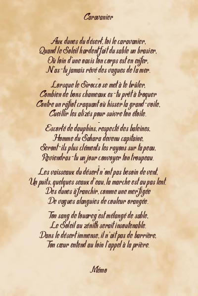 Le poème en image: Caravanier