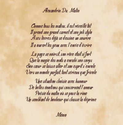 Le poème en image: Alexandrin Du. Matin