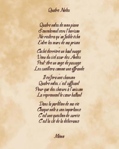 Le poème en image: Quatre Notes