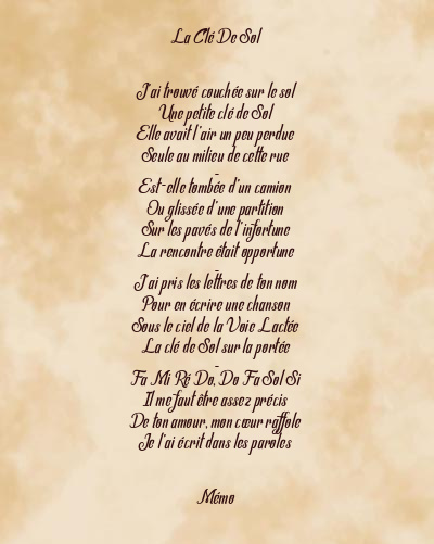 Le poème en image: La Clé De Sol