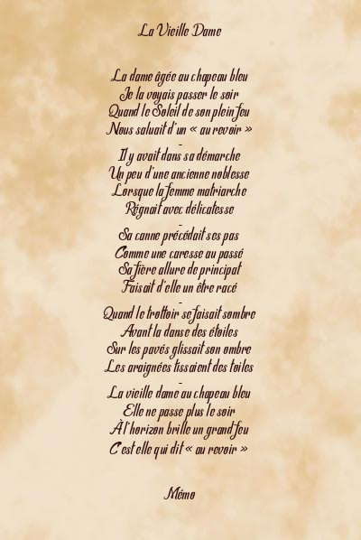 Le poème en image: La Vieille Dame