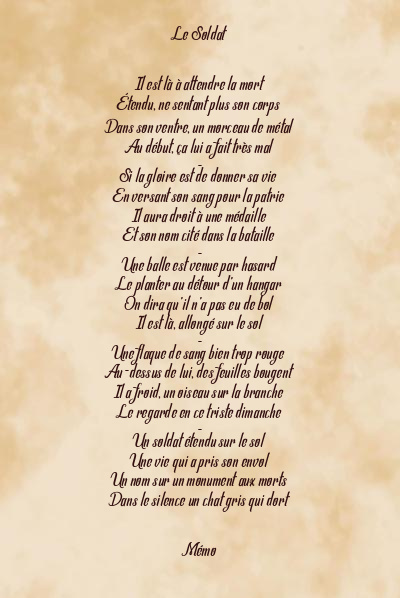 Le poème en image: Le Soldat
