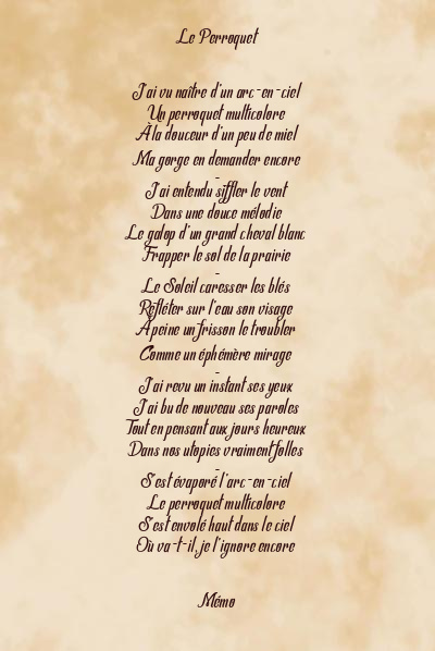 Le poème en image: Le Perroquet