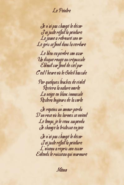 Le poème en image: Le Peintre