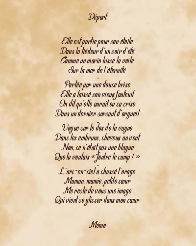 Le poème en image: Départ
