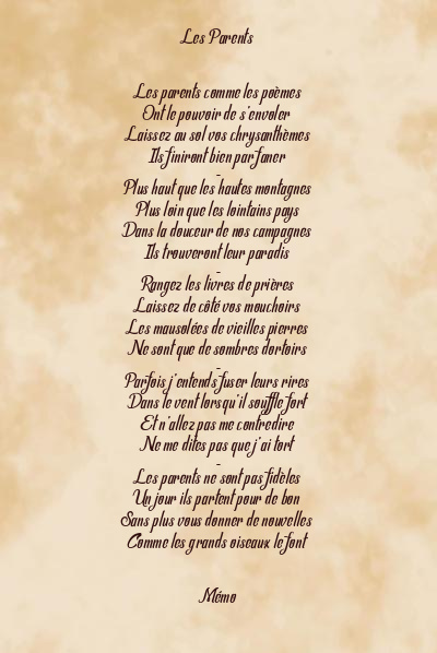 Le poème en image: Les Parents