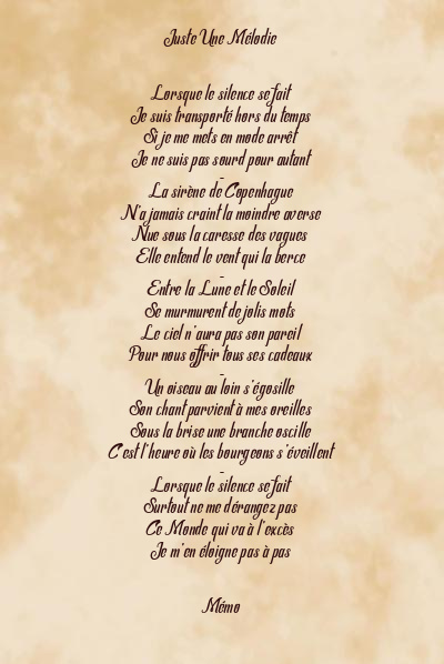 Le poème en image: Juste Une Mélodie