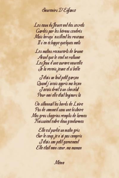 Le poème en image: Souvenirs D’enfance