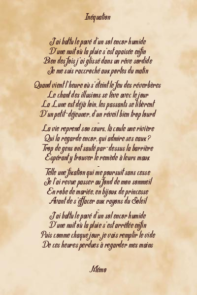 Le poème en image: Inéquation