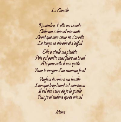 Le poème en image: La Comète