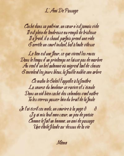 Le poème en image: L’ami De Passage