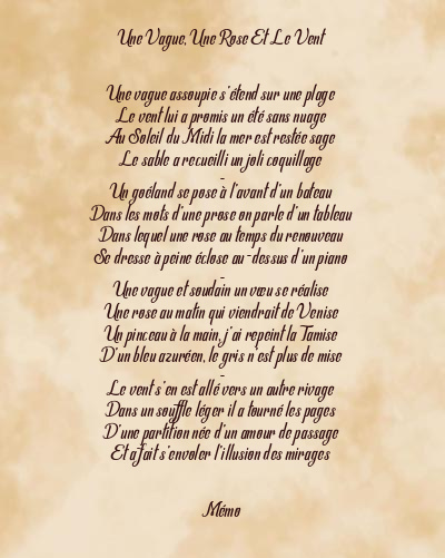 Le poème en image: Une Vague, Une Rose Et Le Vent