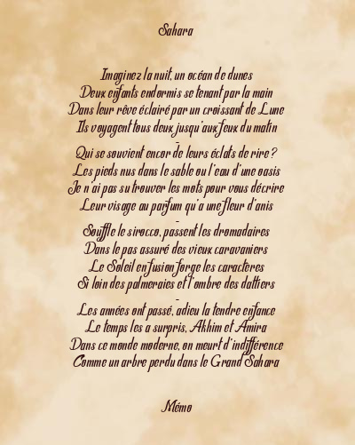 Le poème en image: Sahara