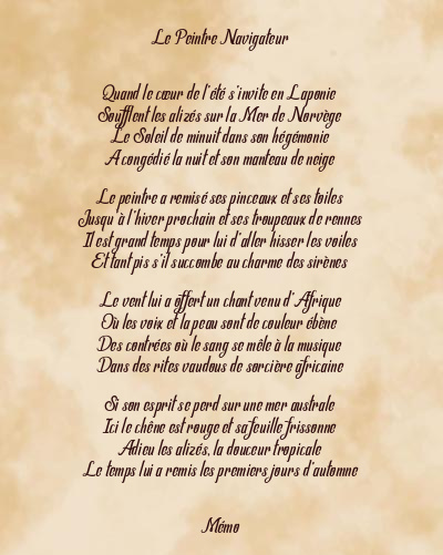 Le poème en image: Le Peintre Navigateur
