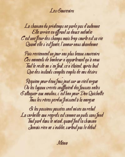 Le poème en image: Les Souvenirs