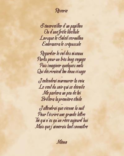 Le poème en image: Rêverie