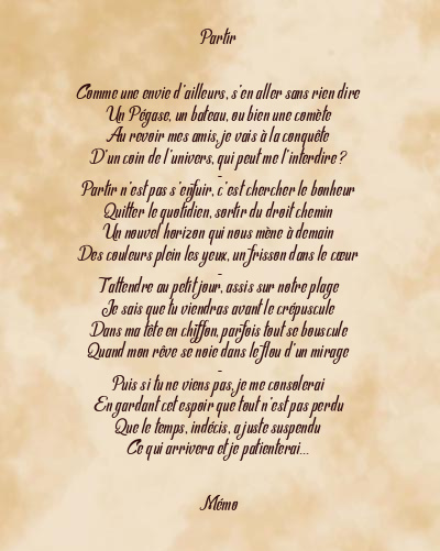 Le poème en image: Partir