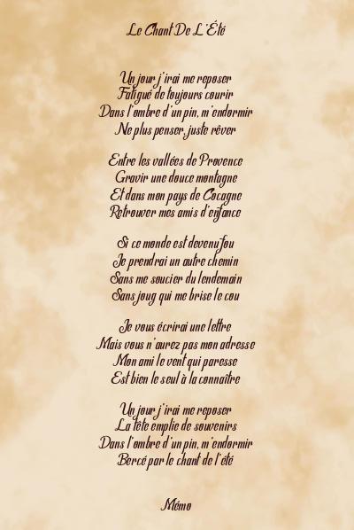 Le poème en image: Le Chant De L’été