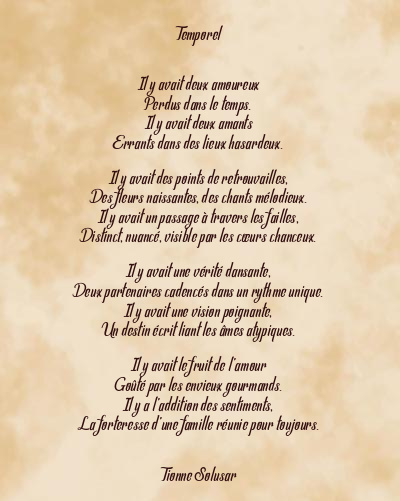 Le poème en image: Temporel